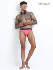 Olive Green and Magenta Organic Cotton Bikini Brief With Outer Elastic Waistband - Pack of 2