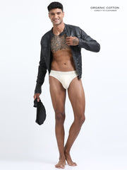 Beige and  Beige Organic Cotton Bikini Brief With Outer Elastic Waistband - Pack of 2