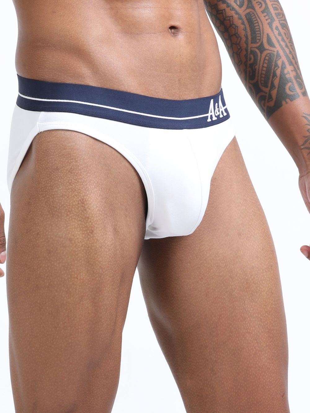 White and White Organic Cotton Bikini Brief With Outer Elastic Waistband - Pack of 2