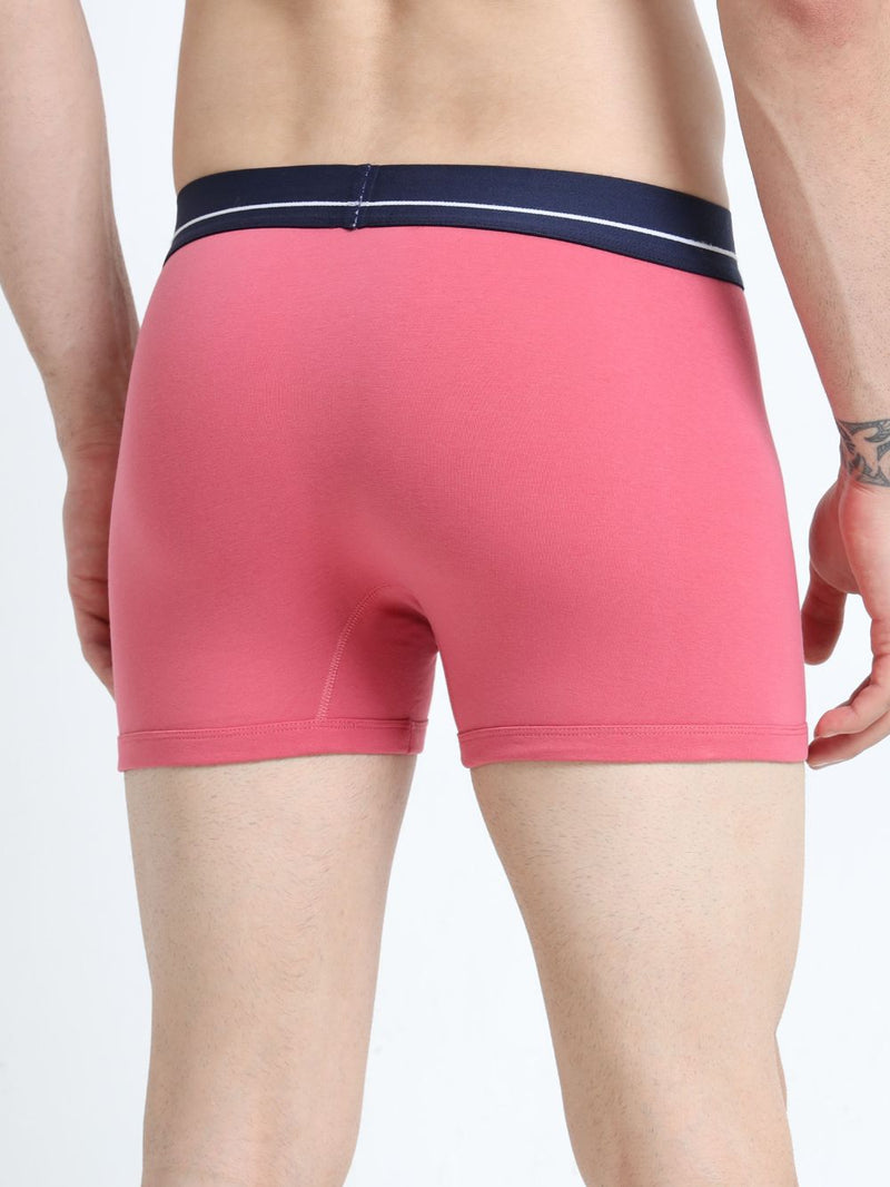 Olive Green and Magenta Organic Cotton super stretch Trunk with Outer Elastic Regular Length Waistband - Pack of 2