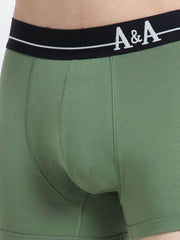 Olive Green and Magenta Organic Cotton super stretch Trunk with Outer Elastic Regular Length Waistband - Pack of 2