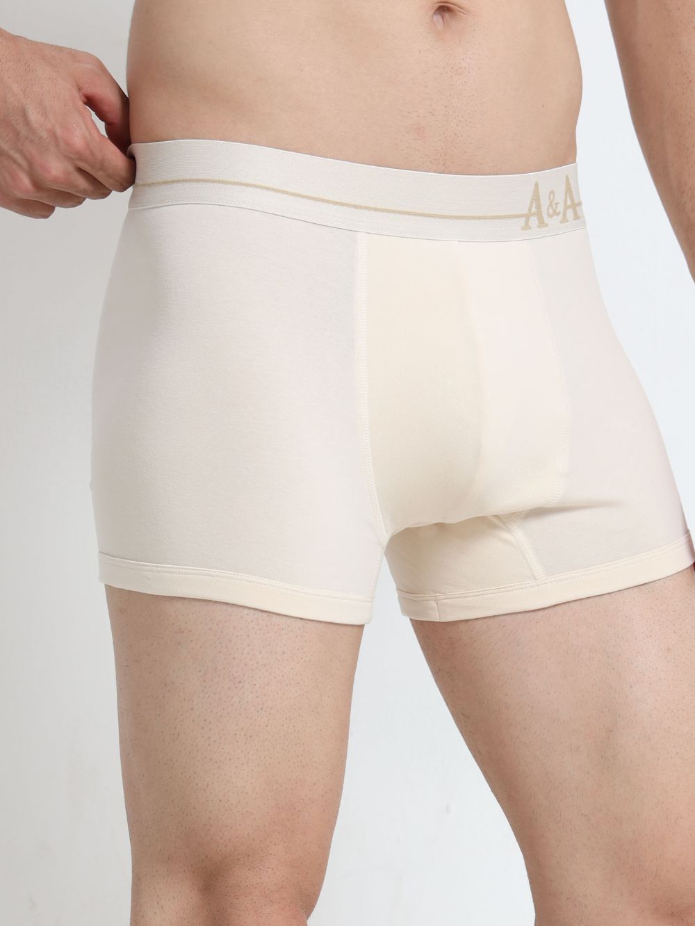 Beige and Beige Organic Cotton super stretch Trunk with Outer Elastic Regular Length Waistband - Pack of 2