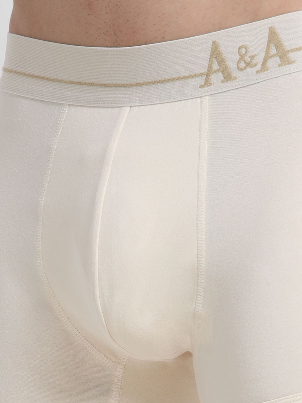 Beige and Beige Organic Cotton super stretch Trunk with Outer Elastic Regular Length Waistband - Pack of 2