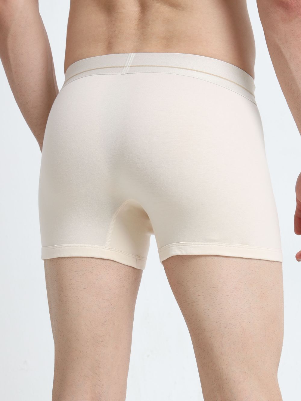 Beige and Beige Organic Cotton super stretch Trunk with Outer Elastic Regular Length Waistband - Pack of 2