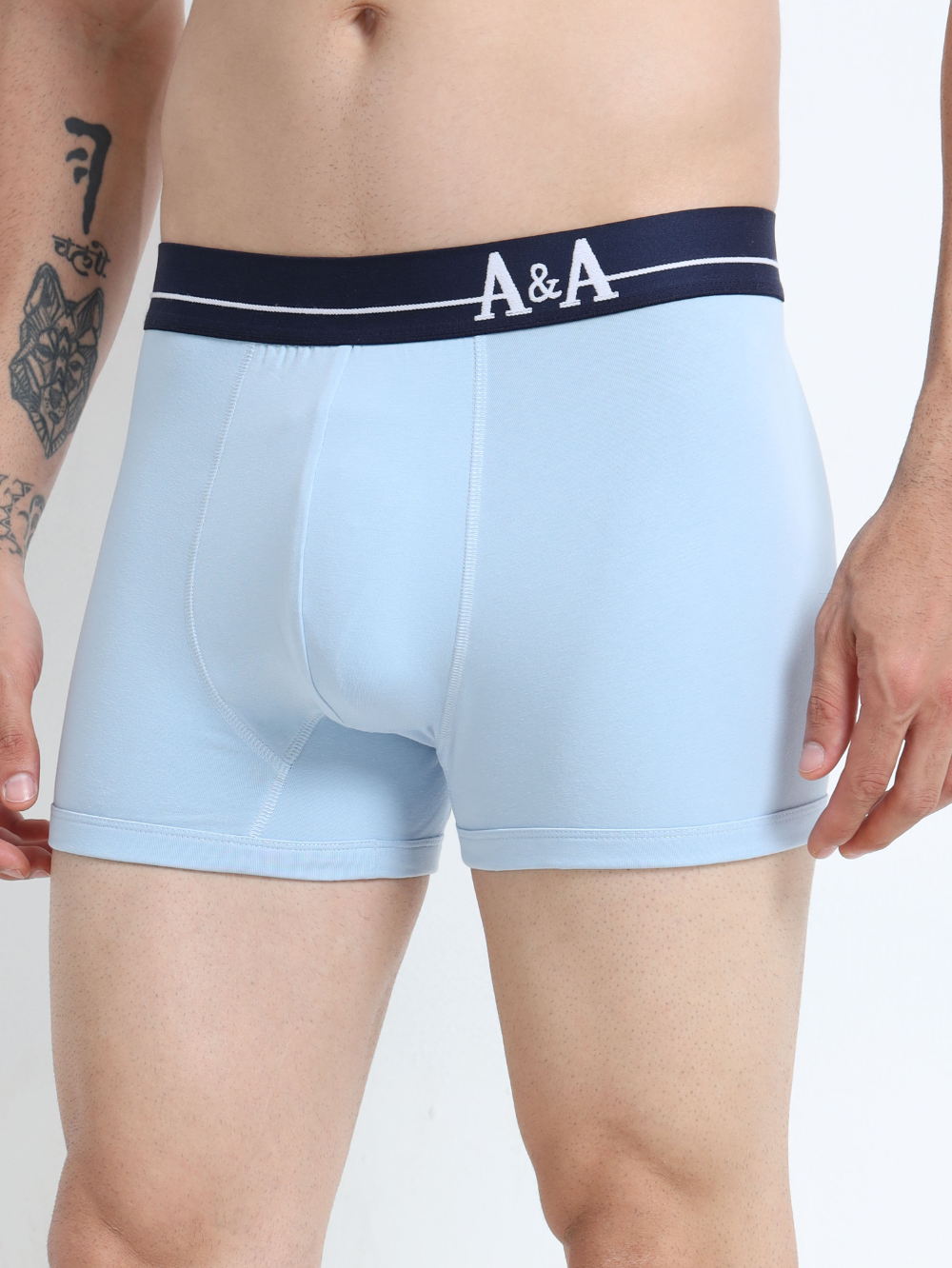 Medieval Blue and Light Blue Organic Cotton super stretch Trunk with Outer Elastic Regular Length Waistband - Pack of 2