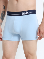 Medieval Blue and Light Blue Organic Cotton super stretch Trunk with Outer Elastic Regular Length Waistband - Pack of 2