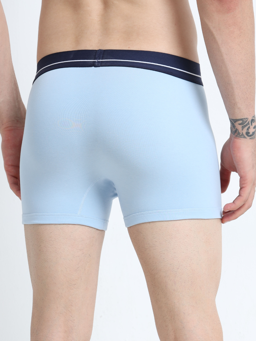 Medieval Blue and Light Blue Organic Cotton super stretch Trunk with Outer Elastic Regular Length Waistband - Pack of 2
