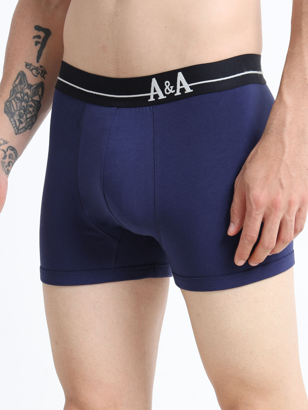 Medieval Blue and Light Blue Organic Cotton super stretch Trunk with Outer Elastic Regular Length Waistband - Pack of 2
