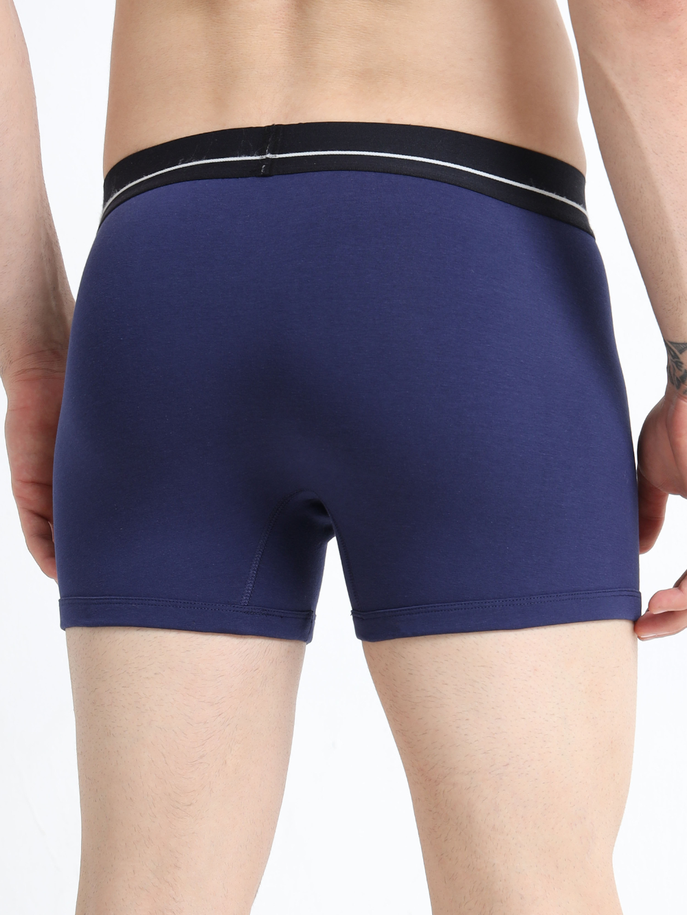 Medieval Blue and Light Blue Organic Cotton super stretch Trunk with Outer Elastic Regular Length Waistband - Pack of 2