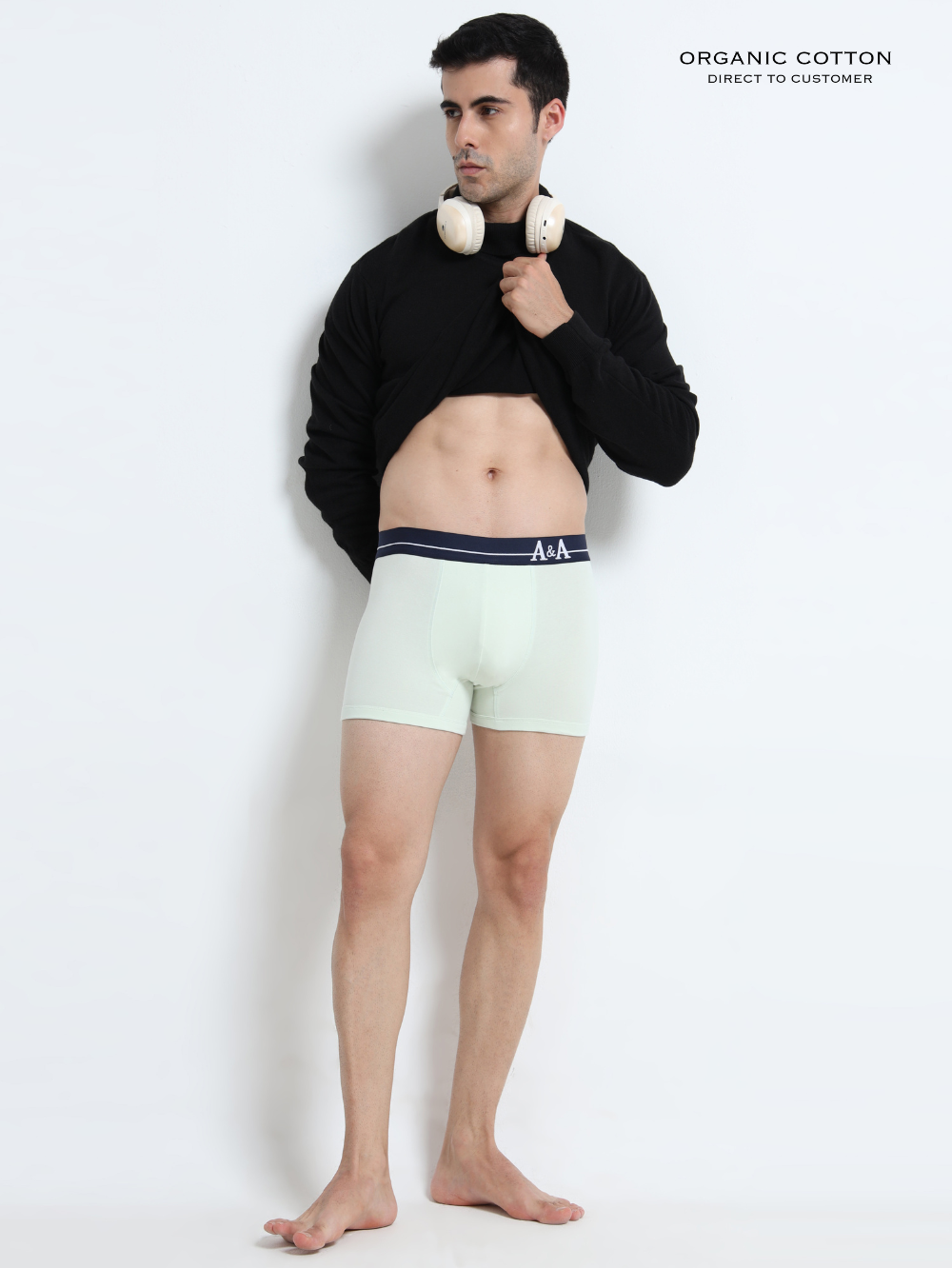 Canary Green and Aqua Organic Cotton super stretch Trunk with Outer Elastic Regular Length Waistband - Pack of 2