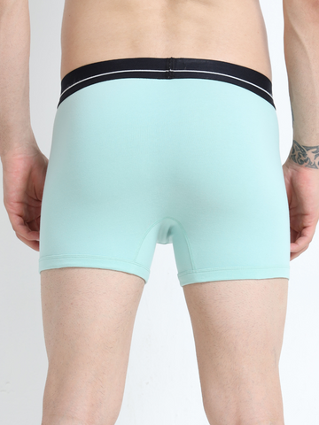 Canary Green and Aqua Organic Cotton super stretch Trunk with Outer Elastic Regular Length Waistband - Pack of 2