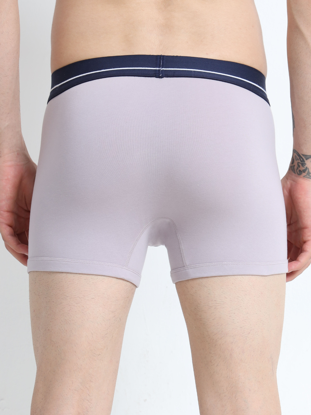 Gull Grey and Sea Blue Organic Cotton super stretch Trunk with Outer Elastic Regular Length Waistband - Pack of 2