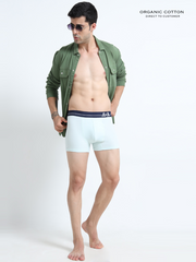 Gull Grey and Sea Blue Organic Cotton super stretch Trunk with Outer Elastic Regular Length Waistband - Pack of 2