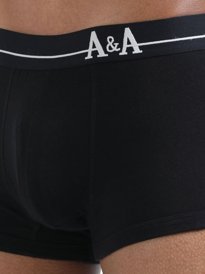 Black and Black Organic Cotton super stretch Trunk with Outer Elastic Short Length Waistband - Pack of 2