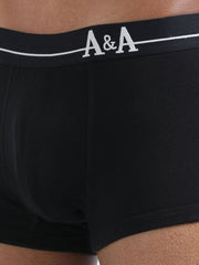 Black and Black Organic Cotton super stretch Trunk with Outer Elastic Short Length Waistband - Pack of 2