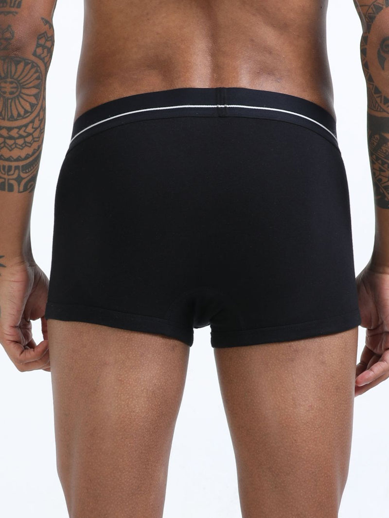 Black and Black Organic Cotton super stretch Trunk with Outer Elastic Short Length Waistband - Pack of 2