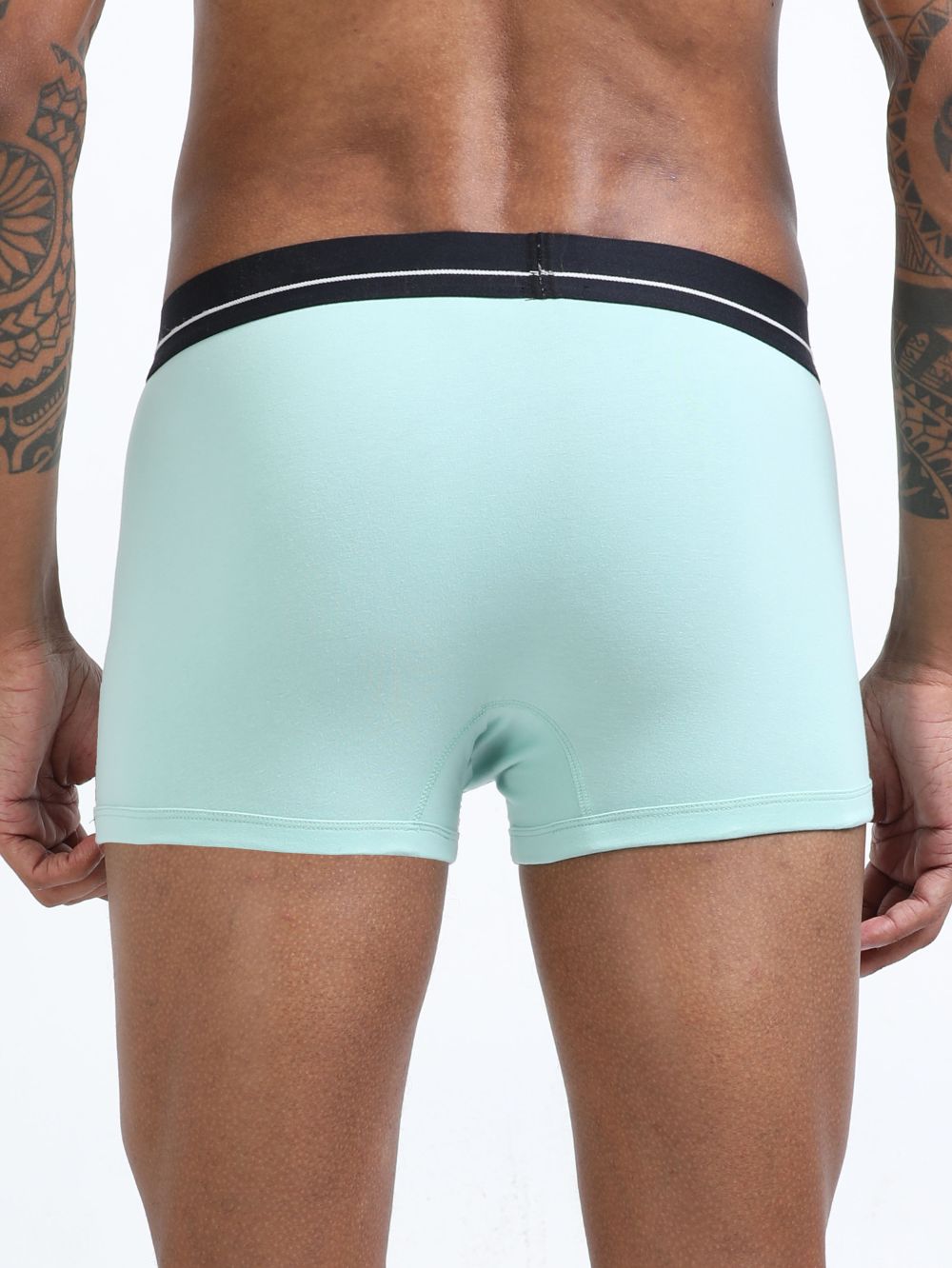Canary Green and Aqua Organic Cotton super stretch Trunk with Outer Elastic Short Length Waistband - Pack of 2