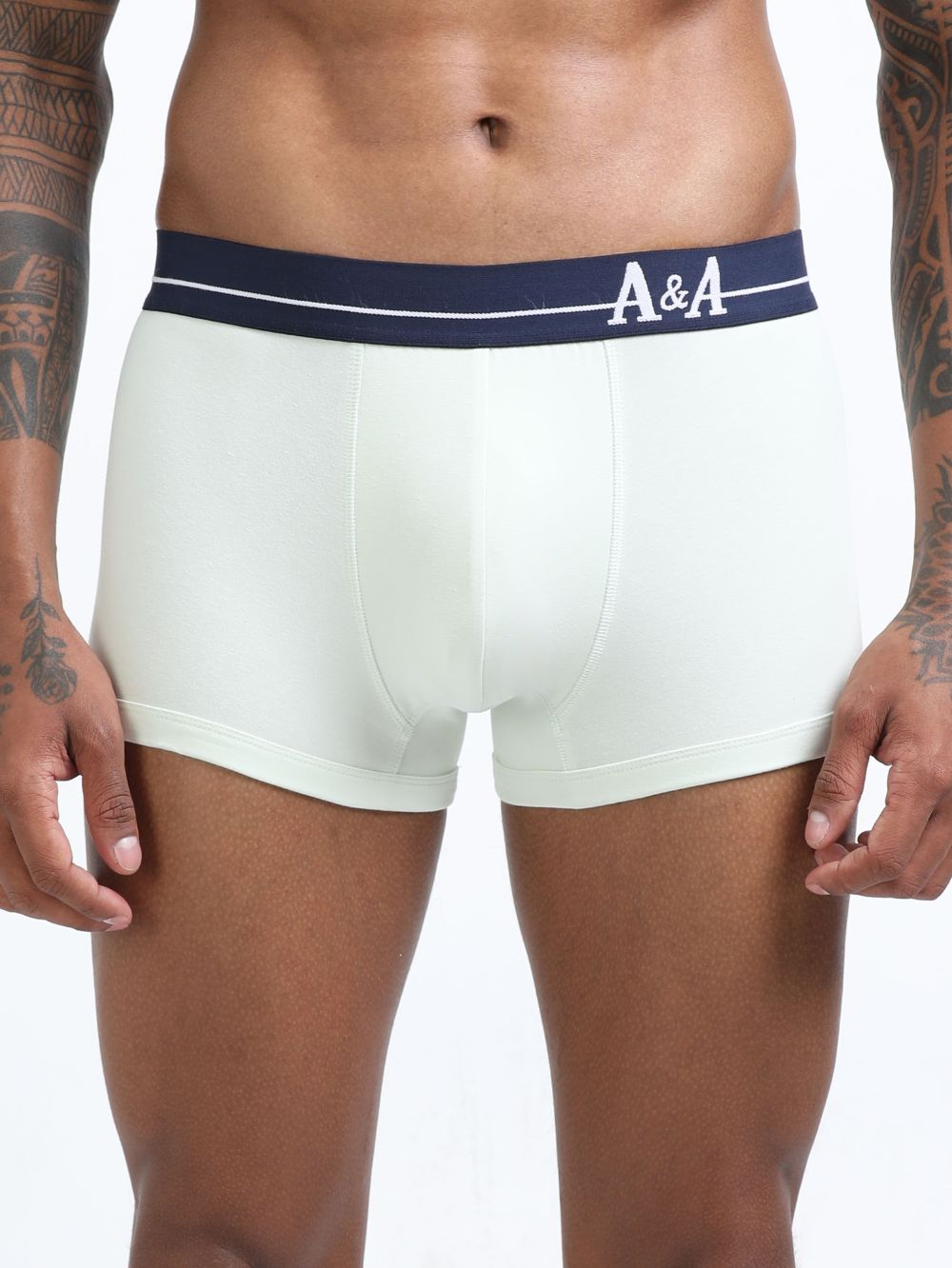 Canary Green and Aqua Organic Cotton super stretch Trunk with Outer Elastic Short Length Waistband - Pack of 2