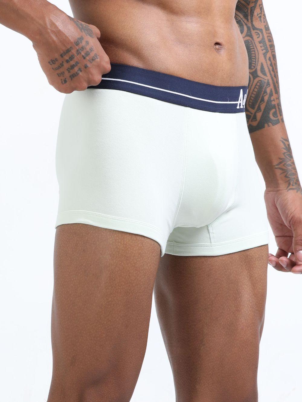 Canary Green and Aqua Organic Cotton super stretch Trunk with Outer Elastic Short Length Waistband - Pack of 2