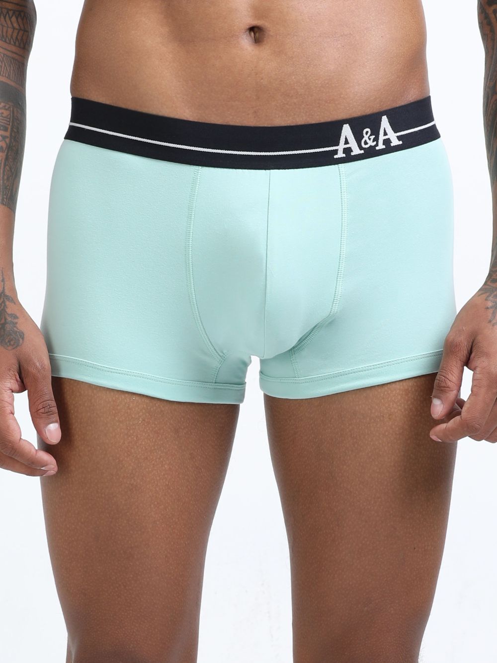 Canary Green and Aqua Organic Cotton super stretch Trunk with Outer Elastic Short Length Waistband - Pack of 2