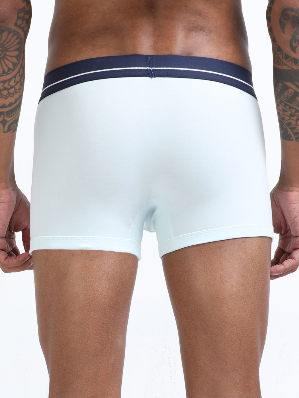 Gull Grey and Sea Blue Organic Cotton super stretch Trunk with Outer Elastic Short Length Waistband - Pack of 2