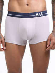Gull Grey and Sea Blue Organic Cotton super stretch Trunk with Outer Elastic Short Length Waistband - Pack of 2