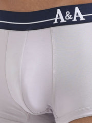 Gull Grey and Sea Blue Organic Cotton super stretch Trunk with Outer Elastic Short Length Waistband - Pack of 2