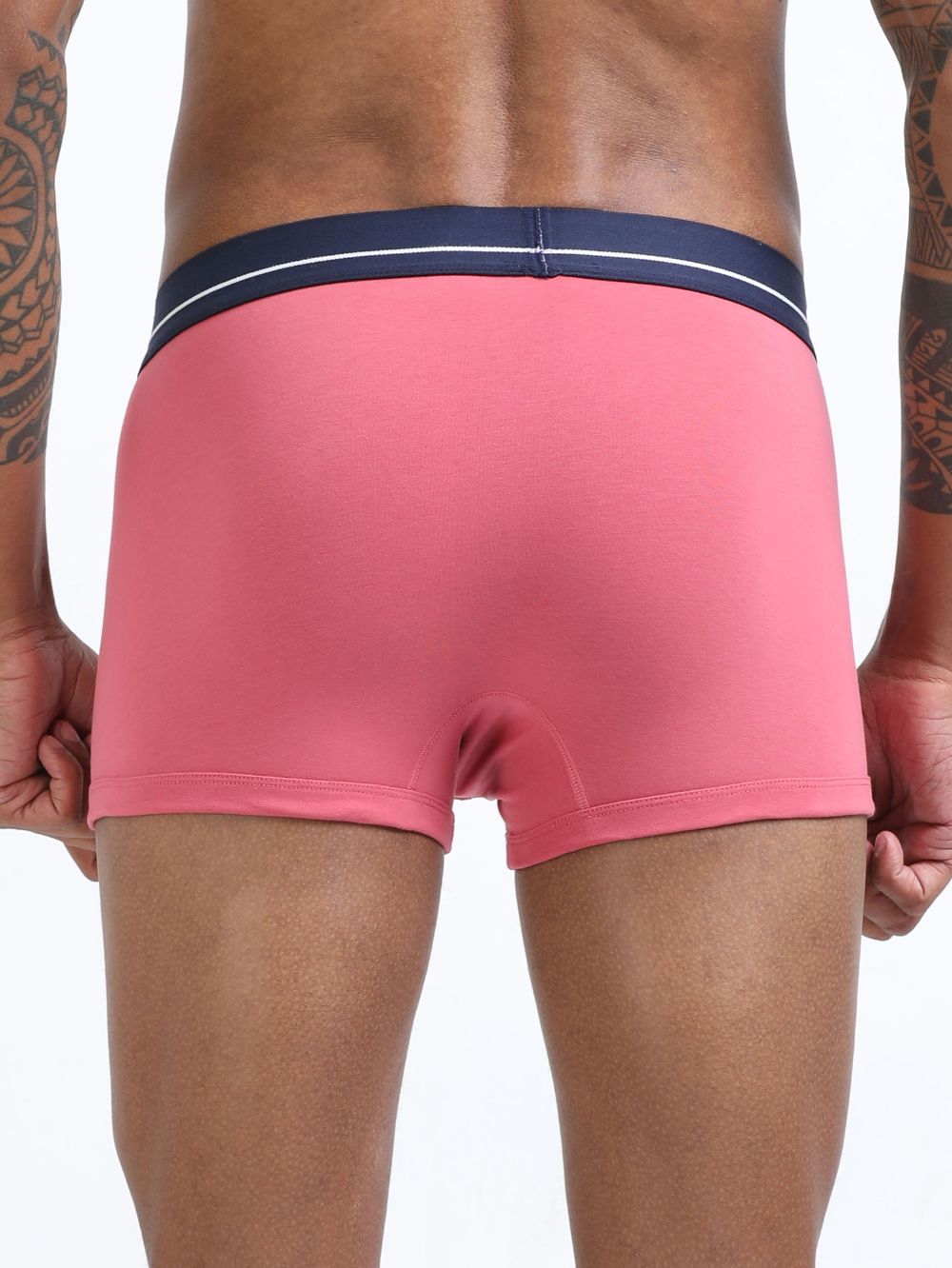 Olive Green and Magenta Organic Cotton super stretch Trunk with Outer Elastic Short Length Waistband - Pack of 2