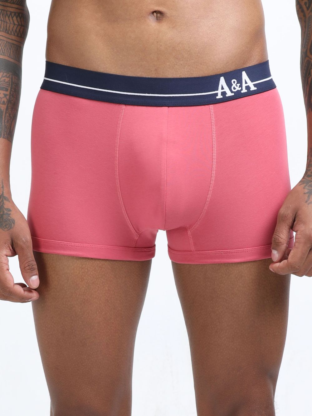 Olive Green and Magenta Organic Cotton super stretch Trunk with Outer Elastic Short Length Waistband - Pack of 2