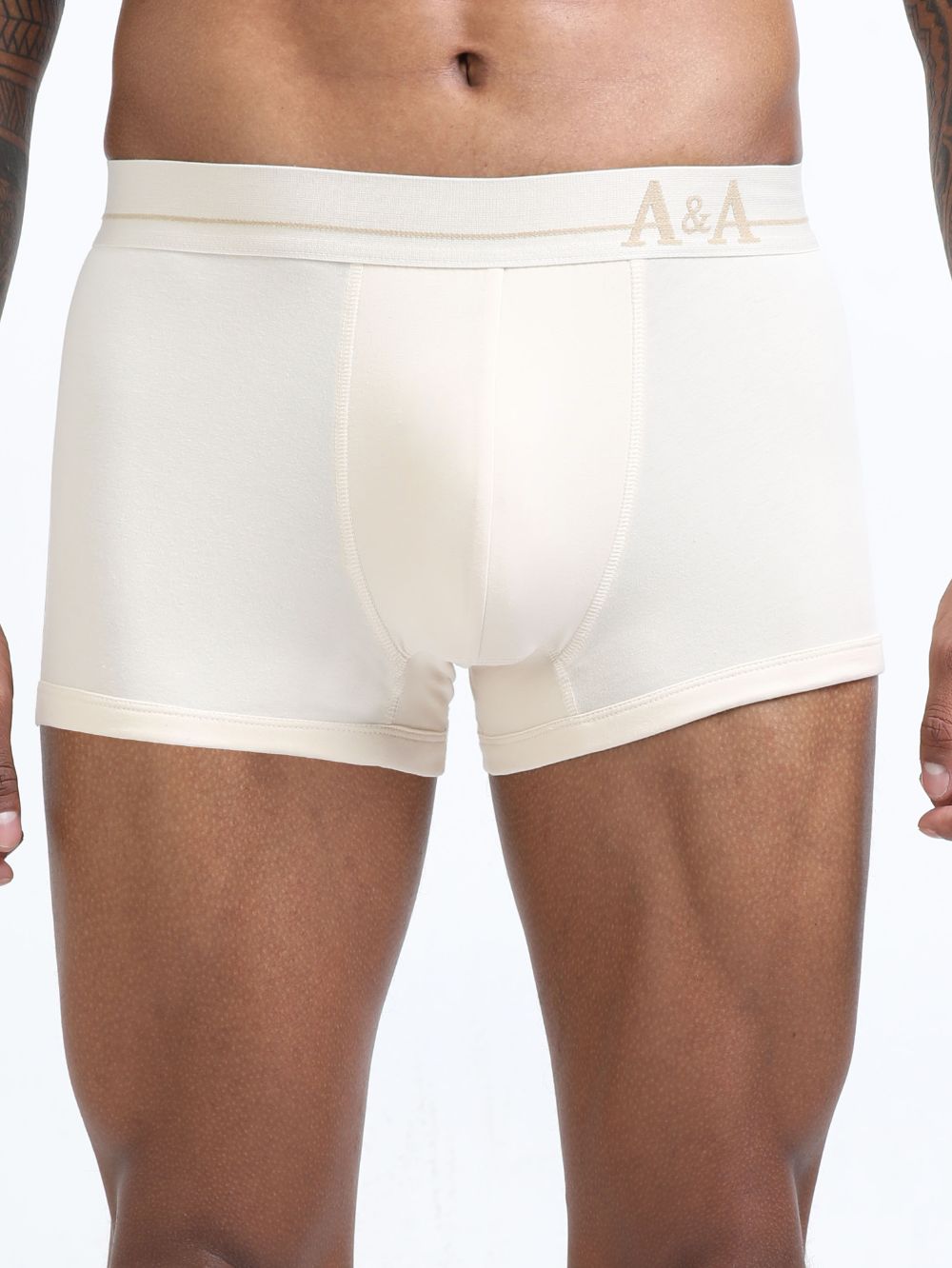 Beige and Beige Organic Cotton super stretch Trunk with Outer Elastic Short Length Waistband - Pack of 2