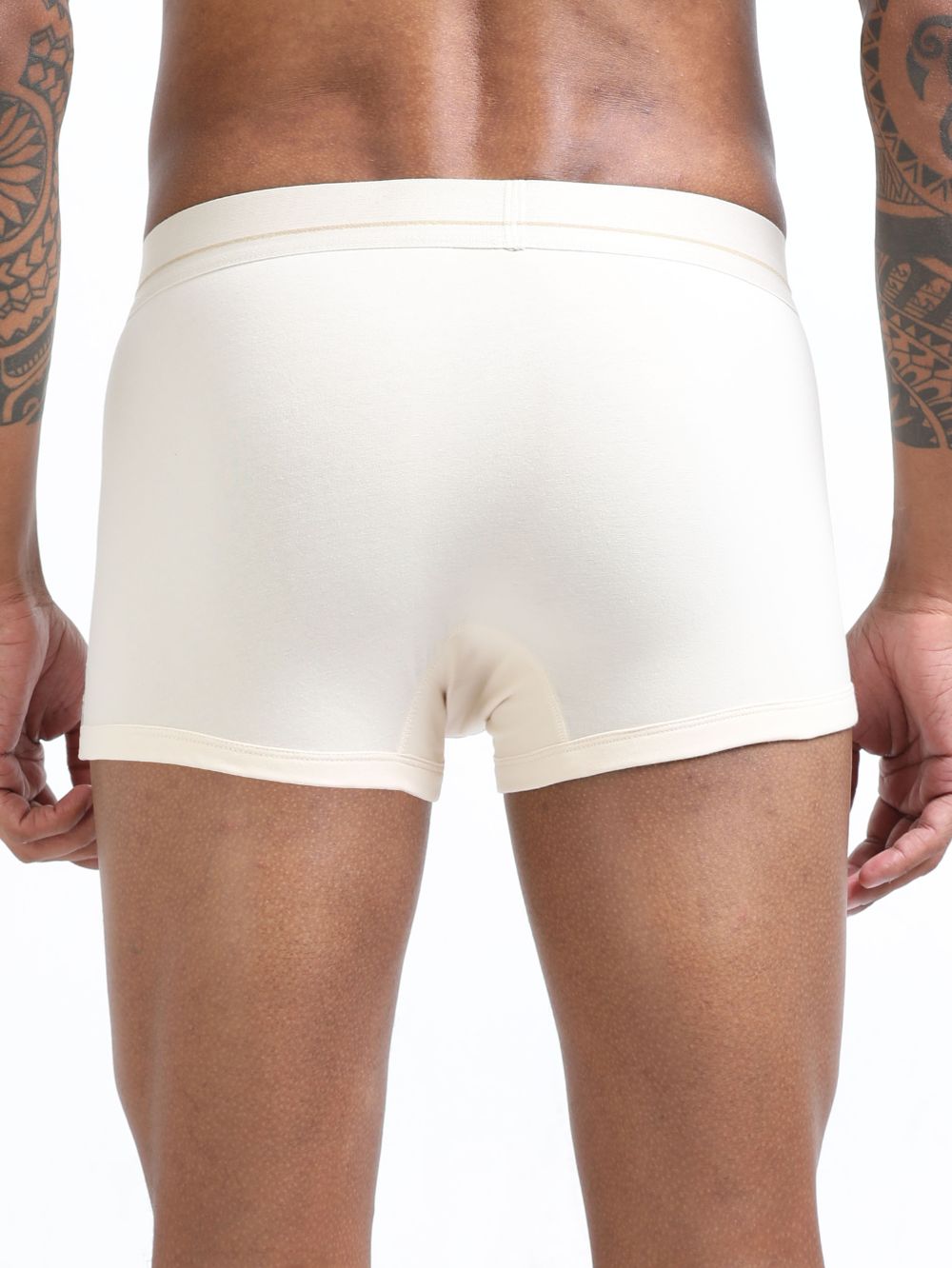 Beige and Beige Organic Cotton super stretch Trunk with Outer Elastic Short Length Waistband - Pack of 2