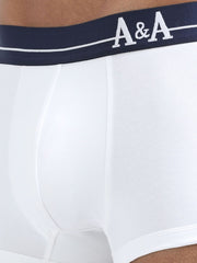 White and White  Organic Cotton super stretch Trunk with Outer Elastic Short Length Waistband - Pack of 2