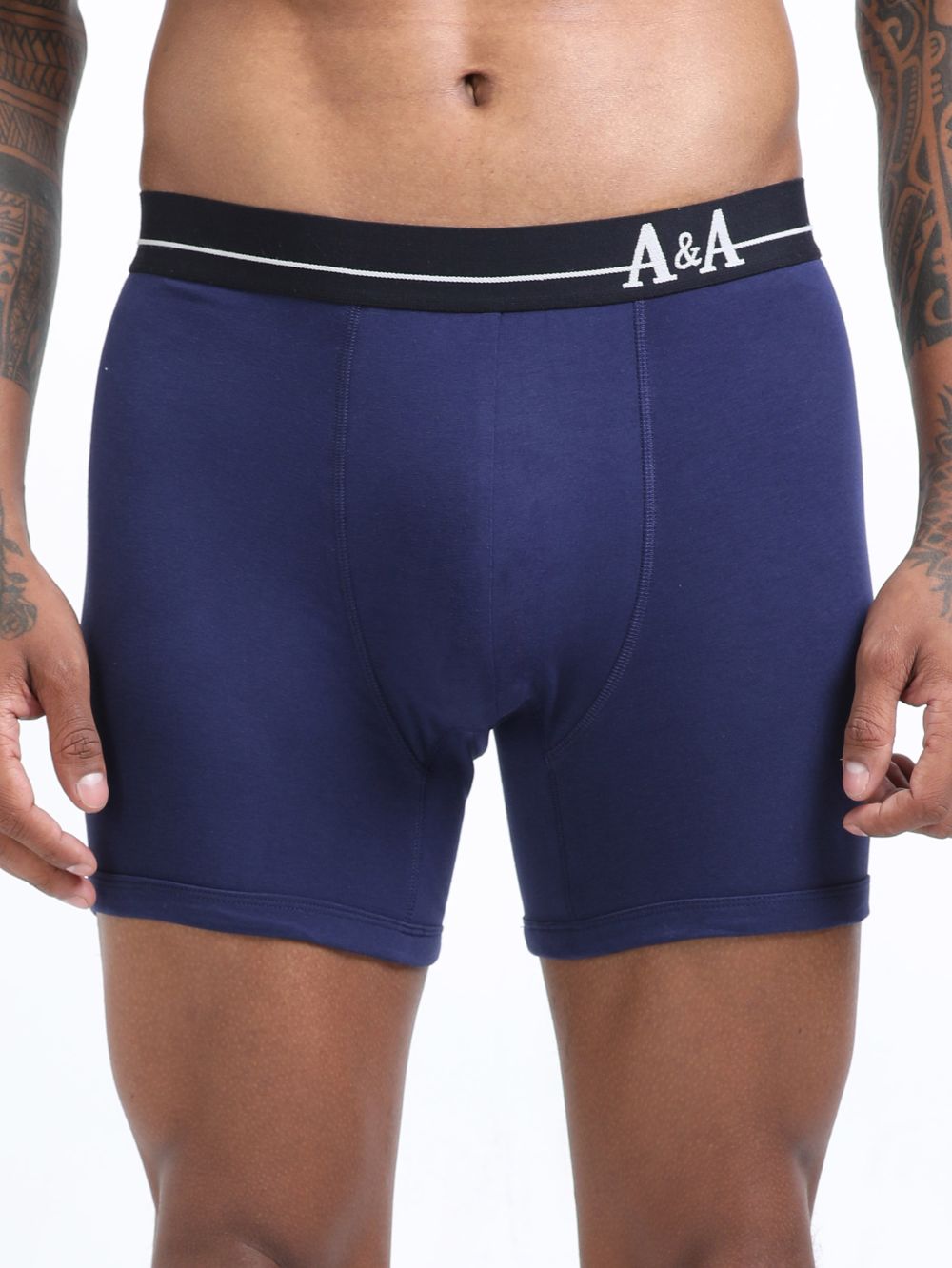 Medieval Blue and Medieval Blue Organic Cotton super stretch Trunk with Outer Elastic Long Length Waistband - Pack of 2