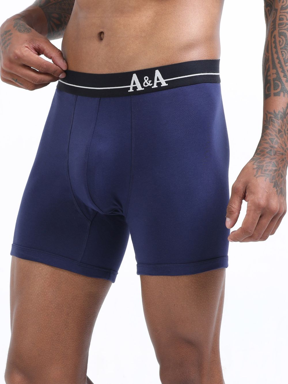 Medieval Blue and Medieval Blue Organic Cotton super stretch Trunk with Outer Elastic Long Length Waistband - Pack of 2