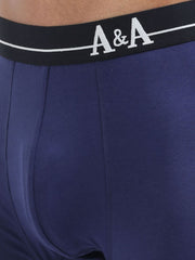 Medieval Blue and Medieval Blue Organic Cotton super stretch Trunk with Outer Elastic Long Length Waistband - Pack of 2
