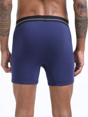 Medieval Blue and Medieval Blue Organic Cotton super stretch Trunk with Outer Elastic Long Length Waistband - Pack of 2