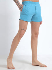 Delphinium Blue and White Organic Cotton Short Boxer for Mens - Pack of 2