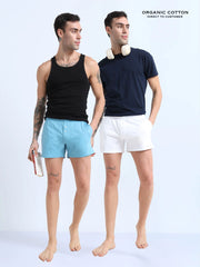 Delphinium Blue and White Organic Cotton Short Boxer for Mens - Pack of 2