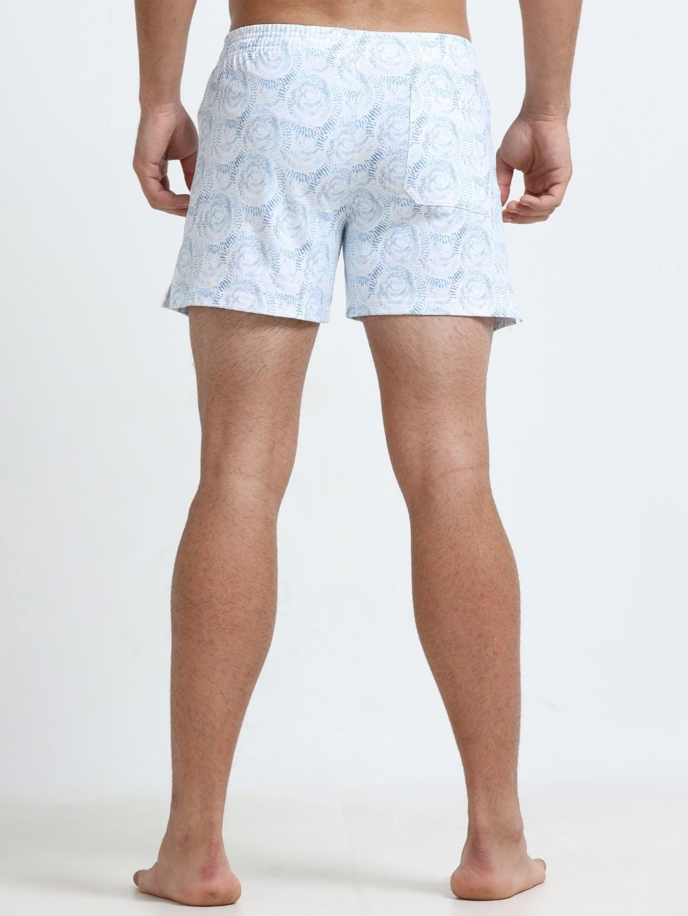 White Organic Cotton Mens Printed Short Boxer with Sky Swirl Pattern – Pack of 1