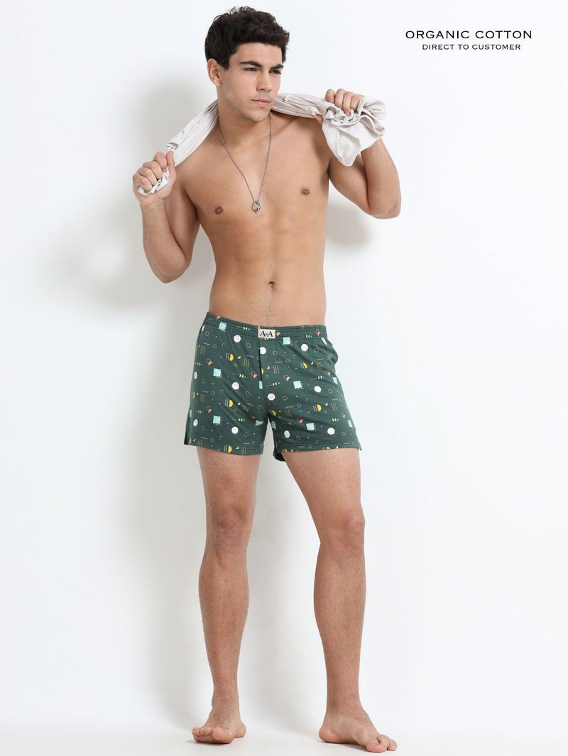 Mens Organic Cotton Printed Short Boxer - Pack of 2