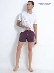 Wine and White Organic Cotton Short Boxer for Mens - Pack of 2
