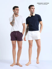 Wine and White Organic Cotton Short Boxer for Mens - Pack of 2