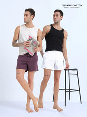 Wine and White Organic Cotton Regular Boxer for Mens - Pack of 2