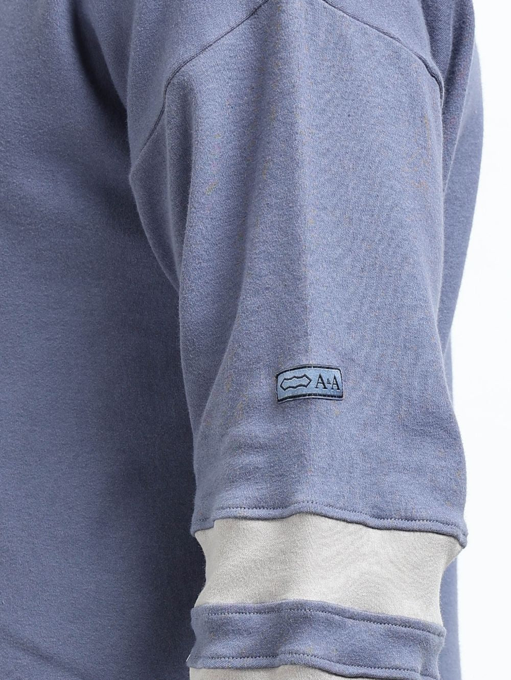 Blueish Grey A & A Mens Organic Cotton Zip-Neck Pullover