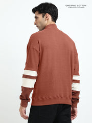 Brown A & A Mens Organic Cotton Zip-Neck Pullover
