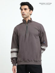 Dark Grey A & A Mens Organic Cotton Zip-Neck Pullover