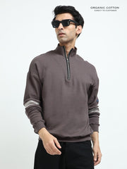 Dark Grey A & A Mens Organic Cotton Zip-Neck Pullover