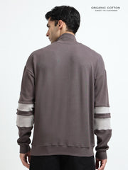 Dark Grey A & A Mens Organic Cotton Zip-Neck Pullover