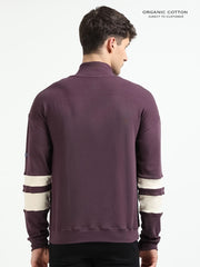 Wine A & A Mens Organic Cotton Zip-Neck Pullover
