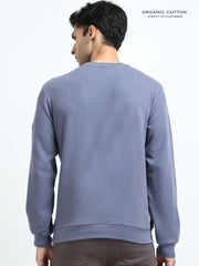 Blueish Grey A & A Mens Organic Cotton Solid Crew Neck Pullover